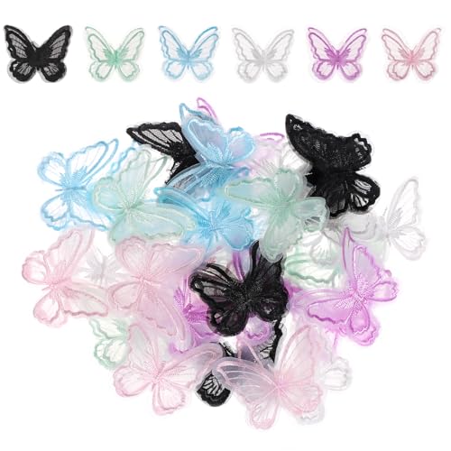Spitzen-Schmetterlings-Aufnäher, 30 Stück, Schmetterlings-Spitzenbesatz, Organza-Applikation, zum Aufnähen, dekorative Schmetterlinge, Stickerei-Flicken für Bastelarbeiten, Kleidung, Kleid, Hüte Spitzen-Schmetterlings-Aufnäher, 30 Stück, Schmetterlings-Spitzenbesatz, Organza-Applikation, zum Aufnähen, dekorative Schmetterlinge, Stickerei-Flicken für Bastelarbeiten, Kleidung, Kleid, Hüte von Styquenzer