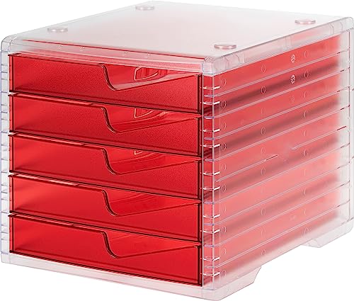 styro® 275 Schubladenbox styroswingbox light - transparent/cranberry von Styro