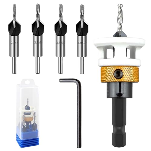 SuQurtom 6 tlg Kegelsenker Bohrer Set, Bohrsenker mit Tiefenanschlag, Senker Holzbohrer aus HSS-M2, mit 1/4" Hex Senker, Präzise Bohrungen, für Holzverarbeitung SuQurtom 6 tlg Kegelsenker Bohrer Set, Bohrsenker mit Tiefenanschlag, Senker Holzbohrer aus HSS-M2, mit 1/4" Hex Senker, Präzise Bohrungen, für Holzverarbeitung von SuQurtom