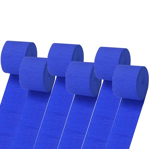 Suaxova Bunte Krepppapier-Luftschlangen, 150 m, 6 Rollen, Party-Luftschlangen für marineblaue Partydekorationen, Geburtstagsdekorationen, Hochzeitsdekorationen (4,6 cm x 2,5 m/Rolle) von Suaxova
