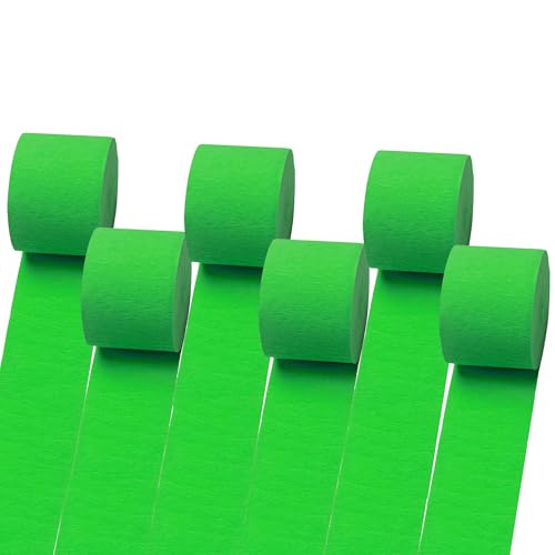 Suaxova Bunte Krepppapier-Luftschlangen für grüne Party-Dekorationen, Geburtstagsdekorationen, Babyparty-Dekorationen (4,6 cm x 2,5 m), 6 Rollen von Suaxova