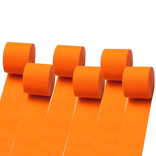 Suaxova Bunte Krepppapier-Luftschlangen für orangefarbene Party-Dekorationen, Geburtstagsdekorationen, Hochzeitsdekorationen, 4,6 x 2,5 m, 6 Rollen Suaxova Bunte Krepppapier-Luftschlangen für orangefarbene Party-Dekorationen, Geburtstagsdekorationen, Hochzeitsdekorationen, 4,6 x 2,5 m, 6 Rollen von Suaxova