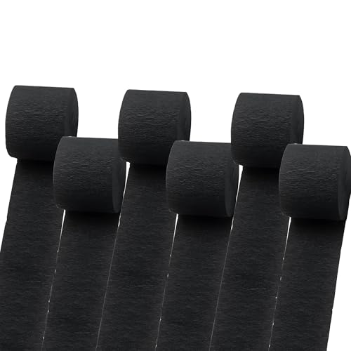 Suaxova Bunte Krepppapier-Luftschlangen für schwarze Partydekorationen, Geburtstagsdekorationen, Hochzeitsdekorationen (4,6 cm x 2,5 m), 6 Rollen von Suaxova