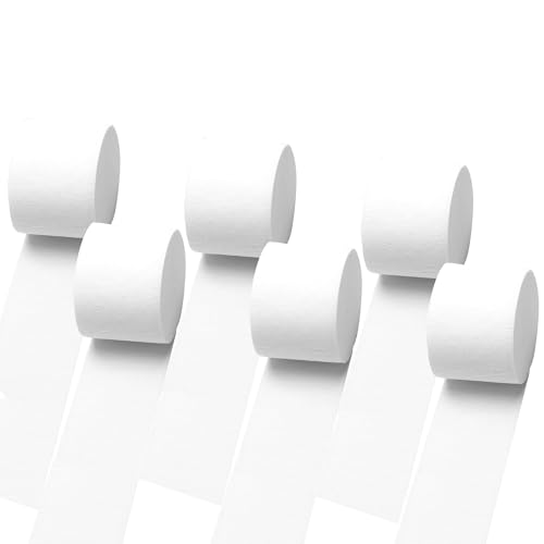 Suaxova Bunte Krepppapier-Luftschlangen für weiße Partydekorationen, Geburtstagsdekorationen, Hochzeitsdekorationen (4,6 cm x 2,5 m), 6 Rollen à 150 m von Suaxova