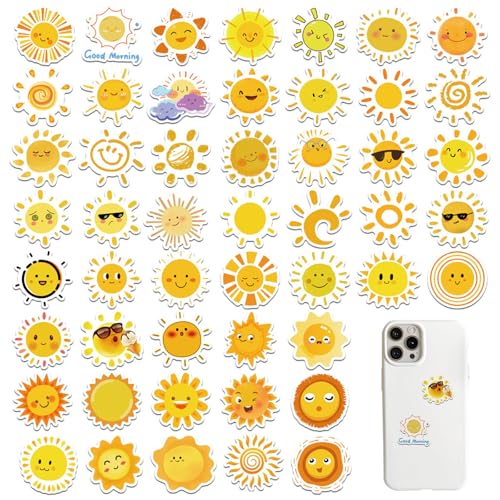 50 Stück Aufkleber Sonne – Bunte Sonnenaufkleber in 50 Designs, Aufkleber Sonne Klein & Wasserfest, Sun Sticker für Deko, Kinder, Laptop, Wasserflasche, Handyhülle, Koffer & DIY Basteln 50 Stück Aufkleber Sonne – Bunte Sonnenaufkleber in 50 Designs, Aufkleber Sonne Klein & Wasserfest, Sun Sticker für Deko, Kinder, Laptop, Wasserflasche, Handyhülle, Koffer & DIY Basteln von SubTack