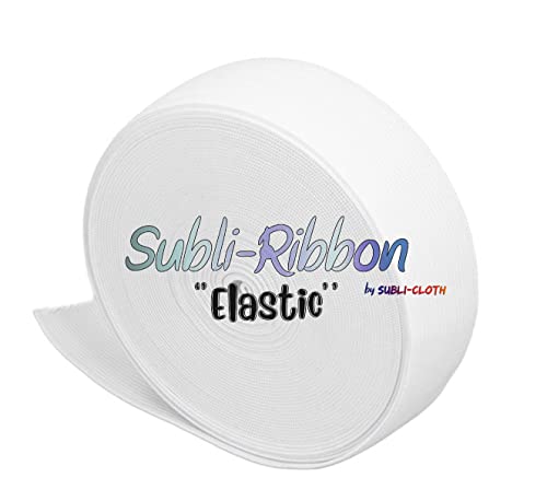 Subli-Ribbon Elastisches Band für Sublimation, DIY, Stoff, Polyester (20 mm x 40 m) (Weiß, 20 mm) von Subli-Cloth