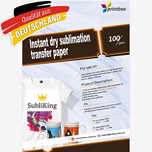 Subliking Light Sublimationspapier/Transferpapier für Textilien und Feststoffe, 100 Blatt DIN A3 von Subliking