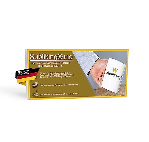 Subliking® HiQ Premium Sublimationspapier 120g für Tassen & Becher, 100Bl. 10x24cm (Tassenzuschnitt), schnelltrocknend & wischfest von Subliselect
