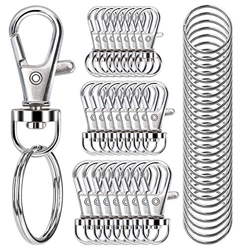 100 Stück drehbare Karabinerhaken mit Schlüsselringen, Premium-Metall-Karabinerverschlüsse, verschiedene Größen (groß, mittel, klein), für Schlüsselanhänger, Clip, Schlüsselband, Schmuckherstellung, von Sucrown