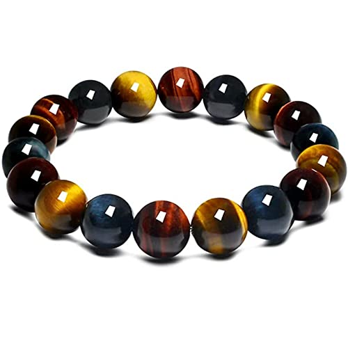 Armband Natürliche 8/10/12mm mehrfarbige Tigerauge Elastizität Edelsteine ​​runde Perlen Armbänder - (Size : 10mm) von Sudemota
