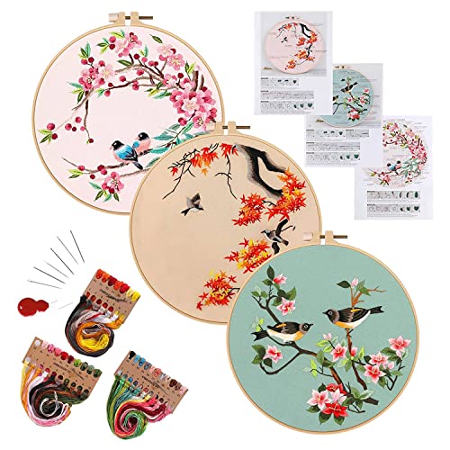 Sudemota 3Er-Pack Stickerei-Kit für AnfäNger, Kreuzstich-Kits für Erwachsene Enthalten 3 SticktüCher mit Vogelmuster Sudemota 3Er-Pack Stickerei-Kit für AnfäNger, Kreuzstich-Kits für Erwachsene Enthalten 3 SticktüCher mit Vogelmuster von Sudemota