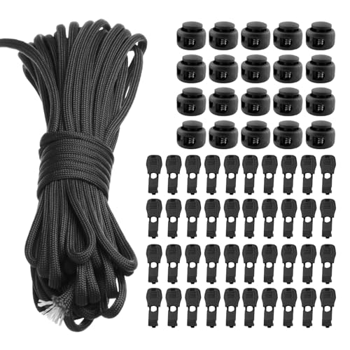 Sudnsadaks Elastische Gummischnur, 10 m x 3 mm Gummiband Runde Elastische Schnur Gummiseil Mit Kordelstopper und Kordelklemme, Gummikordel, Bungee Cord für DIY, Rucksack, Schnürsenkel, Schwarz von Sudnsadaks