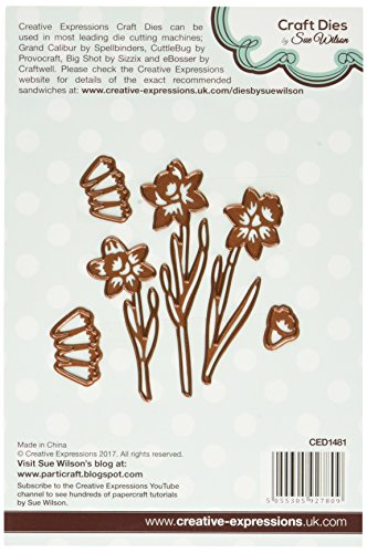 Sue Wilson Spring Daffodils Finishing Touches Collection Stanzschablonen-Set mit Narzissen, Metall, Largest Die 7.9 x 1.6 cm von Sue Wilson