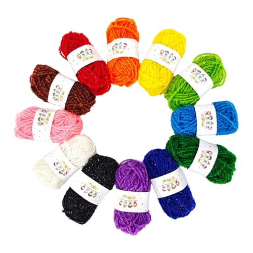 12 Farben Häkelgarn 4ly Farbenfrohe Garn Handstrickgarn Weiches Garn Leicht Zu Verwenden Für Hutdecke Schals von SueaLe