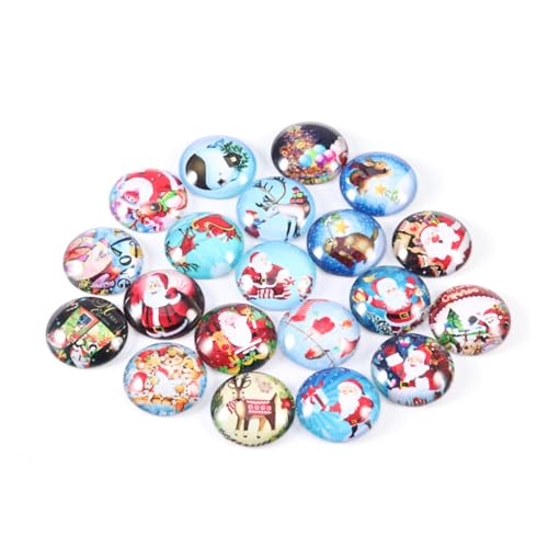 20pcs Weihnachten Cabochons Patches Für Schmuck Halskette Herstellung Handwerksperlen Flatback Edelsteinkleber Flachback Schmuck Santa Aufkleber Anhänger Runde Aufkleber von SueaLe
