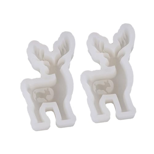 2pcs Weihnachtsrebeer Silikonkerzenform Für Epoxidharz Die Kerzenseife Weihnachten Home Dekoration Backwerkzeug Handwerk Silikonform Machen von SueaLe