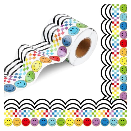 32 8 Fuß Lächelnde Gesichtsgrenzausstattung Für Bulletin Board Hinweis Board Klassenzimmer Chalkboard Decoration Bulletin Border Sticker Roll von SueaLe