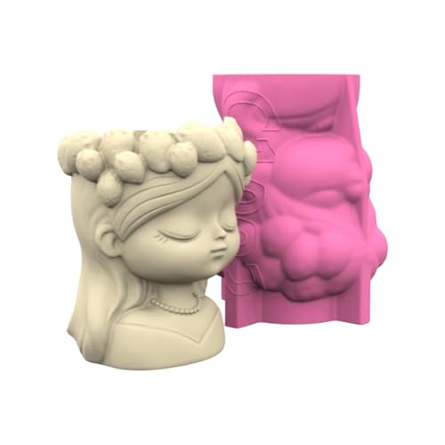 Flexible Silikon Pflanzer Töpfe Schimmel Für Handwerk Von Mädchen Kopfzement Handwerk Wiederverwendbare Sukkulenten Blumenpot Dekoration Form von SueaLe