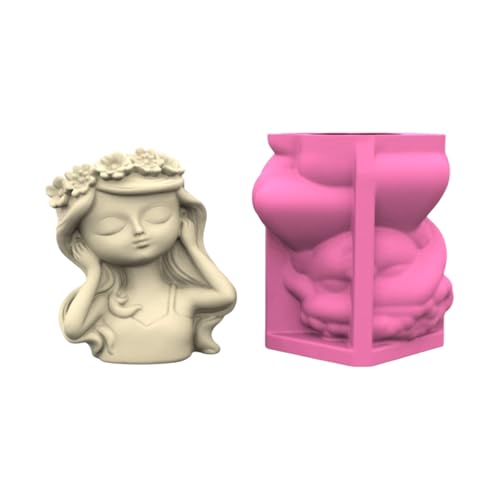 Silikonblumentöpfe Schimmel Mit Entzückendem Mädchen Designs Multi Purpose Crafting Werkzeug Für Zementpflasterharzprojekte Kleine Saftige Topf Silikonform von SueaLe