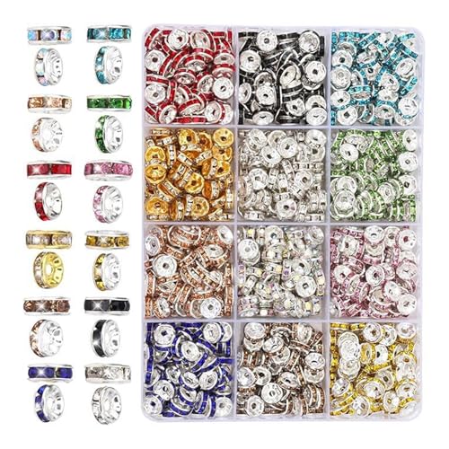 Sparling Rondelle Spacer Perlen 600/720/900pcs 8mm Strassstichhalter Flach Runde Perlen Für Armbänder Schmuckzuarbeiten von SueaLe