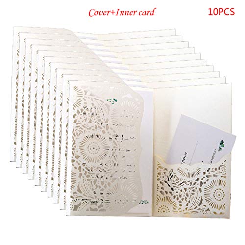 SueaLe 10 Stück/Set Lasergeschnittene luxuriöse hohle Hochzeitseinladungskarte mit elegantem Spitzendruck von SueaLe
