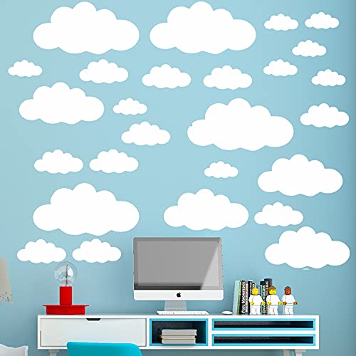 Wolken Wandaufkleber, weiße Wolken, gemischte Größe, für Kinderzimmer, Dekoration, Heimdekoration, Vinyl, 31 Stück Wolken Wandaufkleber, weiße Wolken, gemischte Größe, für Kinderzimmer, Dekoration, Heimdekoration, Vinyl, 31 Stück von Sufang