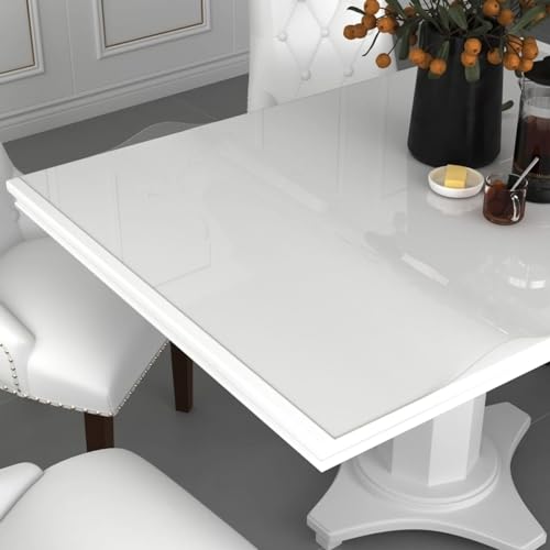 Sufrk Tischschutz, transparent, 200 x 100 cm, 1,6 mm, PVC, transparenter Tischschutz für Esszimmertische, Schminktischmatte, transparenter Tischschutz für Zuhause von Sufrk