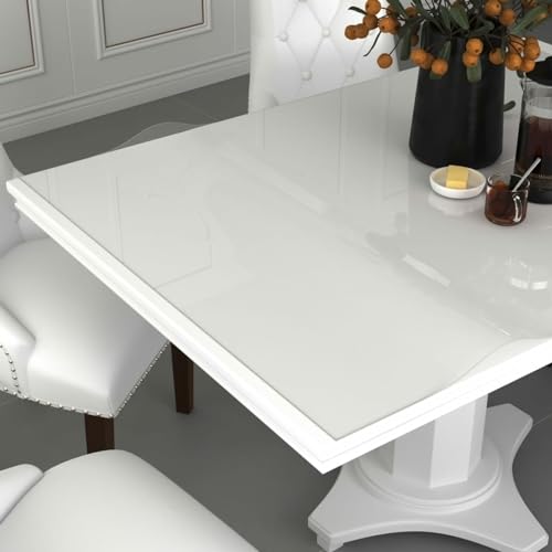 Sufrk Tischschutz, transparent, 70 x 70 cm, 1,6 mm, PVC, transparenter Tischschutz für Esszimmertische, Schminktischmatte, transparenter Tischschutz für Zuhause von Sufrk