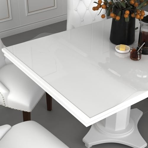 Sufrk Tischschutz, transparent, 80 x 80 cm, 1,6 mm, PVC, transparenter Tischschutz für Esszimmertische, Schminktischmatte, transparenter Tischschutz für Zuhause von Sufrk