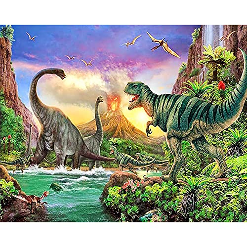 Sugamm DIY Diamond Painting Dinosaurier, komplettes Set, 5D-Stickerei, Diamantmalerei, komplettes Set, Kreuzstich, Strass, Stickerei, Diamant, Kunst, Handwerk, für Zuhause, Wanddekoration, 30 x 40 cm, Sugamm DIY Diamond Painting Dinosaurier, komplettes Set, 5D-Stickerei, Diamantmalerei, komplettes Set, Kreuzstich, Strass, Stickerei, Diamant, Kunst, Handwerk, für Zuhause, Wanddekoration, 30 x 40 cm, von Sugamm
