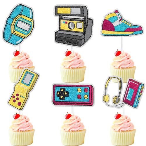 80er und 90er Jahre Retro Motto Party Happy Birthday Cupcake Toppers 18-teiliges Set - Perfekt für Retro Motto Geburtstagspartys, 80er oder 90er Jahre Motto-Partys Dekorationen, für Jungen und Mädchen 80er und 90er Jahre Retro Motto Party Happy Birthday Cupcake Toppers 18-teiliges Set - Perfekt für Retro Motto Geburtstagspartys, 80er oder 90er Jahre Motto-Partys Dekorationen, für Jungen und Mädchen von SugarGera