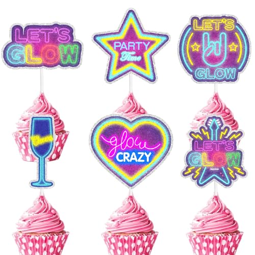 Cupcake-Topper mit Neonmotiv "Happy Birthday" für Kinder – perfekt für Jungen und Mädchen für Let's Glow Motto-Partys, Neon-Themenpartys und Glow Crazy Motto-Party-Dekorationen. SugarGera Cupcake-Topper mit Neonmotiv "Happy Birthday" für Kinder – perfekt für Jungen und Mädchen für Let's Glow Motto-Partys, Neon-Themenpartys und Glow Crazy Motto-Party-Dekorationen. SugarGera von SugarGera