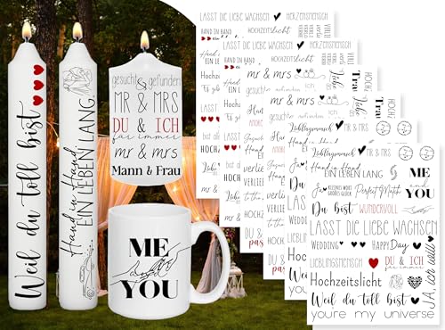 Sugeru 6 PCS Kerzentattoo hochzeit(200+ Muster),Kerzenfolie | wasserschiebefolie kerzen | hochzeit deko dekoration | Hochzeit aufkleber sticker Kerzen tischdeko | Hochzeitsgeschenk von Sugeru