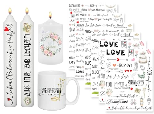 Sugeru 6 PCS Kerzentattoo hochzeit(200+ Muster),Kerzenfolie | wasserschiebefolie kerzen | hochzeit deko dekoration | Hochzeit aufkleber sticker Kerzen tischdeko | geschenke hochzeit (HochzeitⅡ) von Sugeru