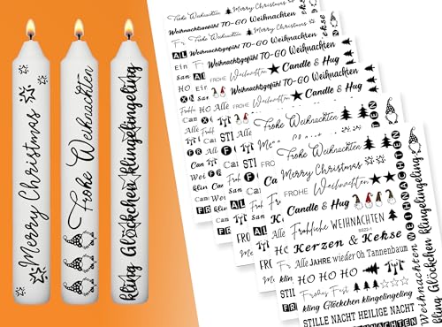 Sugeru® 6 X DIN A5 Weihnachten Kerzenfolie(200+ Muster), Kerzentattoo Wassertransferdruck | Wasserschiebefolie kerzen | Kerzenaufkleber Sticker | Kerzen dekorieren| Kerzen beschriften (Weihnachten Ⅲ) von Sugeru