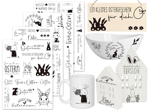 Sugeru®Rub On Ostern Sticker - 4PCS Set | Deko für Geburtstag, Keraflott, Hochzeit, Familie | Rub On Folie für Möbel, Glas, Holz, Fotoalbum, Gästebuch, DIY-Dekoration | Aufkleber Aesthetic (OsternⅠ) von Sugeru