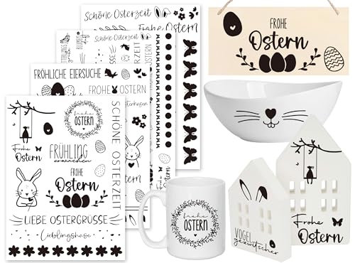 Sugeru®Rub On Ostern Sticker - 4PCS Set | Deko für Geburtstag, Keraflott, Hochzeit, Familie | Rub On Folie für Möbel, Glas, Holz, Fotoalbum, Gästebuch, DIY-Dekoration | Aufkleber Aesthetic (OsternⅡ) von Sugeru