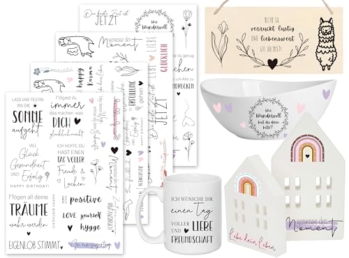 Sugeru®Rub On Sticker - 4PCS Set | Sprüche Deko für Geburtstag, Keraflott, Hochzeit, Familie,Folie für Möbel, Glas, Holz, Fotoalbum, Gästebuch, DIY-Dekoration | Aufkleber Aesthetic(Sprichwort) von Sugeru