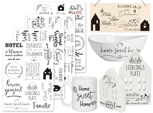 Sugeru Rub On Sticker - 4PCS Set | Sprüche Deko für Geburtstag, Raysin Keraflott, Hochzeit, Familie | Rub On Folie für Möbel, Glas, Holz, Fotoalbum, DIY Deko, Aufkleber Aesthetic (FamilieⅡ) von Sugeru