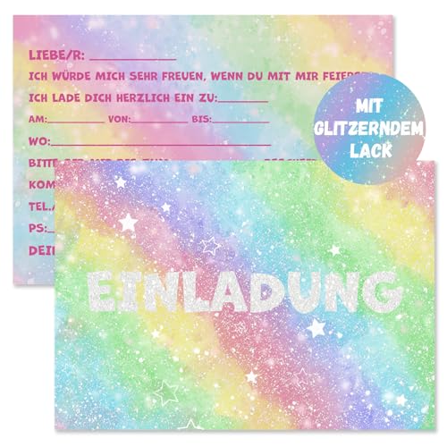Sugeru 12x Glitzer Regenbogen Einladungskarten | Geburtstagseinladungen Mädchen | Exquisite Einladungskarten Kindergeburtstag Mädchen | Leuchtende Sterne Einladungskarten Mädchen für Kindergeburtstage Sugeru 12x Glitzer Regenbogen Einladungskarten | Geburtstagseinladungen Mädchen | Exquisite Einladungskarten Kindergeburtstag Mädchen | Leuchtende Sterne Einladungskarten Mädchen für Kindergeburtstage von Sugeru