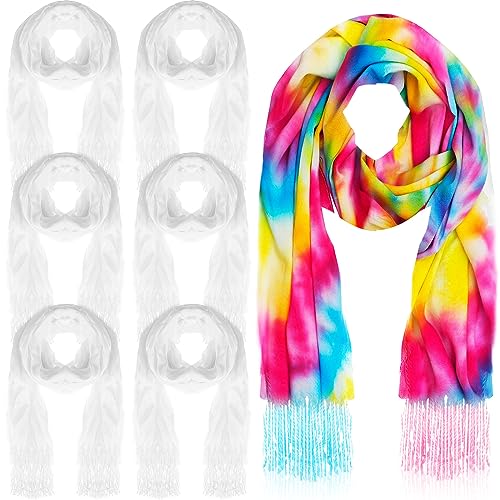 Suhine 6 Pcs Blank White Scarf to Tie Dye, Full Cotton White Scarf, Tie Dye Fabric, DIY Scarf for Handmade Graffiti, Kids DIY, Painting, Drawing, Scarf Women White Scarf Suhine 6 Pcs Blank White Scarf to Tie Dye, Full Cotton White Scarf, Tie Dye Fabric, DIY Scarf for Handmade Graffiti, Kids DIY, Painting, Drawing, Scarf Women White Scarf von Suhine