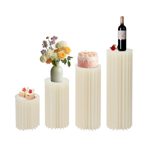 SuhoFutus Faltbare Papier-Blumensäulen, 4 PCS Faltbare Karton Centerpiece Display, Zylinder Blumen Stehen 40/60/80/100 cm, Max. Tragfähigkeit 30 kg, Dekoration für Hochzeit, Geburtstag oder Party SuhoFutus Faltbare Papier-Blumensäulen, 4 PCS Faltbare Karton Centerpiece Display, Zylinder Blumen Stehen 40/60/80/100 cm, Max. Tragfähigkeit 30 kg, Dekoration für Hochzeit, Geburtstag oder Party von SuhoFutus