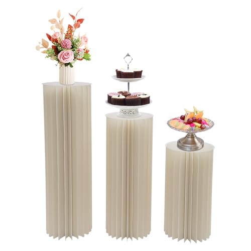 Faltbare Papier-Blumensäulen 60cm+80cm+100cm+PVC-Platten, 3 PCS Zylinder Karton Centerpiece Display, Belastbar bis zu 30kg, Dekorativer Hintergrund für Hochzeit, Geburtstag oder Party Faltbare Papier-Blumensäulen 60cm+80cm+100cm+PVC-Platten, 3 PCS Zylinder Karton Centerpiece Display, Belastbar bis zu 30kg, Dekorativer Hintergrund für Hochzeit, Geburtstag oder Party von SuhoFutus