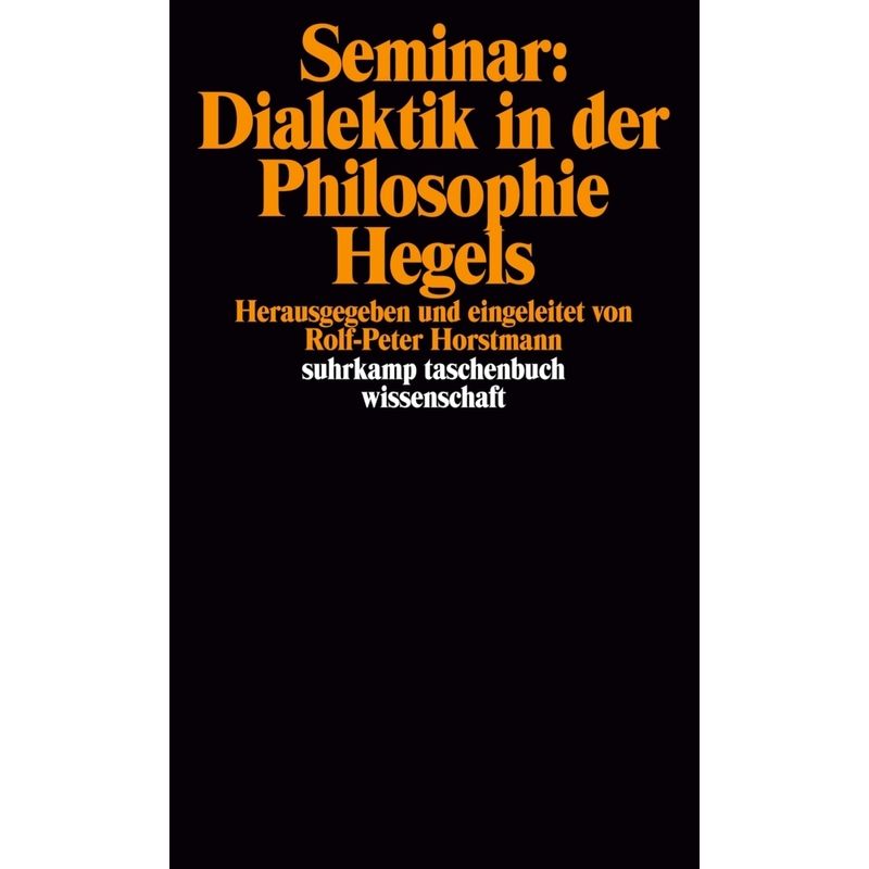 Seminar 'Dialektik In Der Philosophie Hegels', Taschenbuch von Suhrkamp