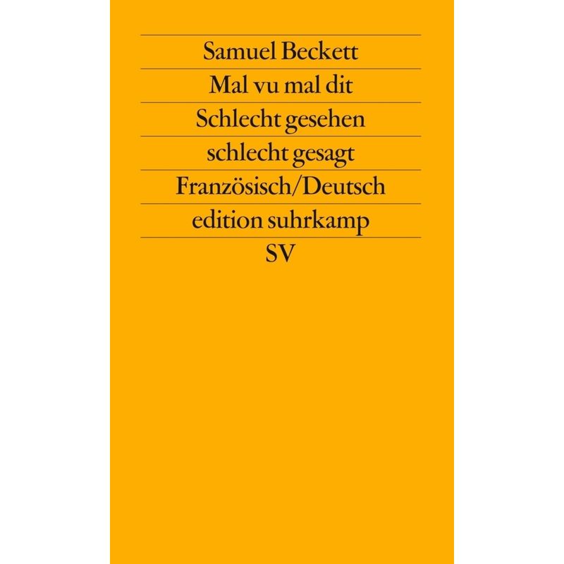 Mal Vu Mal Dit - Samuel Beckett, Taschenbuch von Suhrkamp