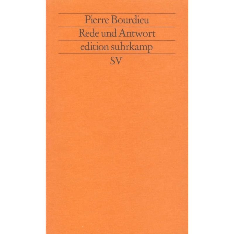 Rede Und Antwort - Pierre Bourdieu, Taschenbuch von Suhrkamp