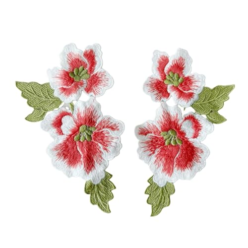1 Paar rote Pfingstrosen zum Aufnähen, Blumenflicken für DIY-Kleidung, Jeans, Näharbeiten von SuiGlory