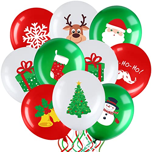 Suilung 45 Stück Weihnachten Luftballons, 12 Zoll Weihnachten Latex Ballons Rot Grün und Weiß Ballons Weihnachtsbaum Elf Weihnachtsmann Ballon für Weihnachten Geburtstag Party Deko Gastgeschenke von Suilung