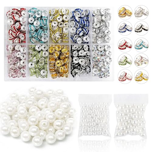 1000 Stück Perlen für Armbänder Perlen Set Perlen Armbänder Selber Machen Perlen zum Auffädeln Schmuck Selber Machen Set Quetschperlen Geeignet für die Herstellung von Halsketten, Armbändern, Schmuck von Suitedget