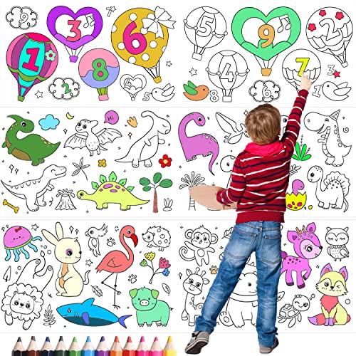 3 Stück Schneidbare Zeichenrolle Für Kinder Malrolle Zeichenrolle Diy-Malerei Buntes Gefülltes Malpapier Kinder 30 x 300 Cm Sticky Drawing Art Paper Stickable Mit 12 Buntstiften Für Jungen Und Mädchen von Suitedget